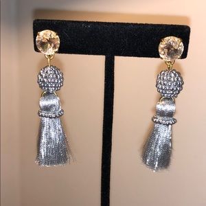 JCrew gold crystal with silver drop tassel